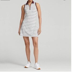 NWT RLX Ralph Lauren Women Striped Sleeveless Zip Airflow Polo Golf Dress